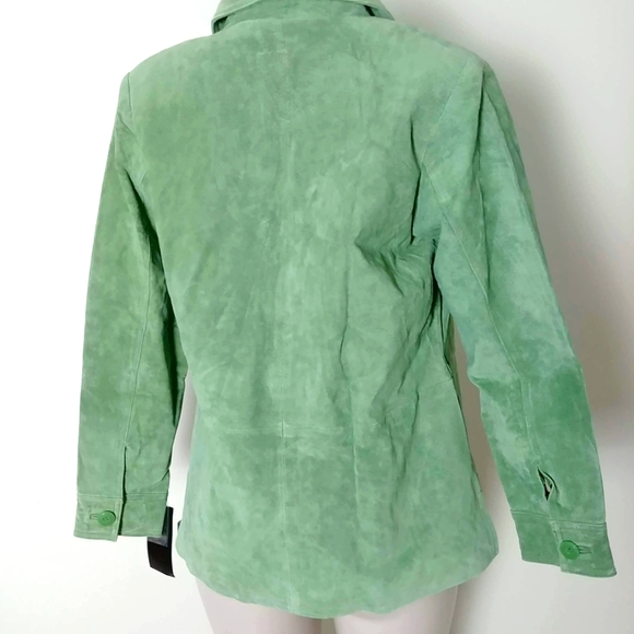 Light Green Suede Women's Jacket - Picture 3 of 7